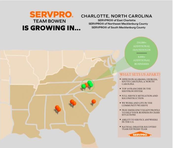 Map of Eastern U.S. calling out new Team Bowen Franchise locations